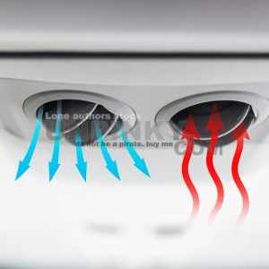 Air ventilation system in a car with air conditioning and warm airflow