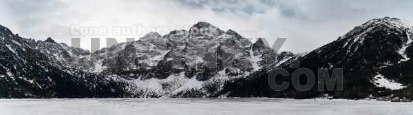 Mountain peaks covered with snow big panorama