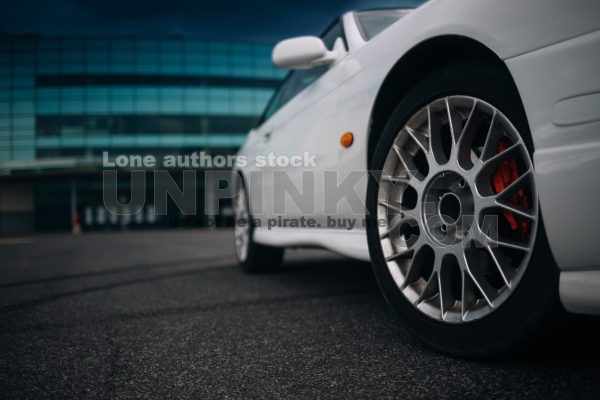 Close up view on wheel of sport car