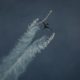 Modern jet fighters shooting fire flares rockets with sparks. Airplane deploying . fire protection IRCM