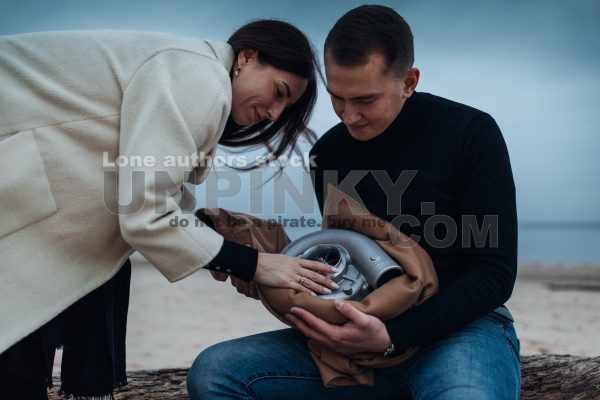 Love story with couple and newborn turbo charger for car engine