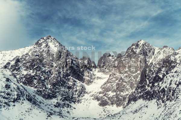 Mountain peaks covered with snow
