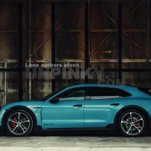 Porsche Taycan Turbo S Cross Turismo at the wood factory