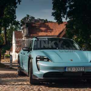 Porsche Taycan Turbo S Cross Turismo at the wood factory