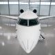 Private jet airplane at the huge white hangar waiting for maintenance or passengers