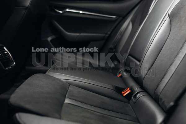 Luxury car rear seats row. Expensive car leather seats