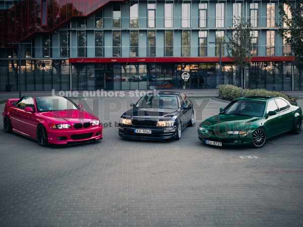 Lexus LS with BMW 330i and Mazda Xedos 6 at the car meet
